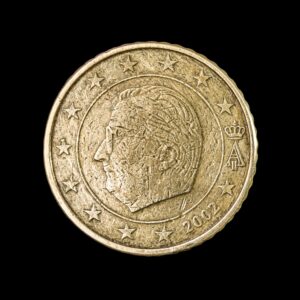 Belgium 50 euro cent coin obverse showing King Albert II in left-facing profile