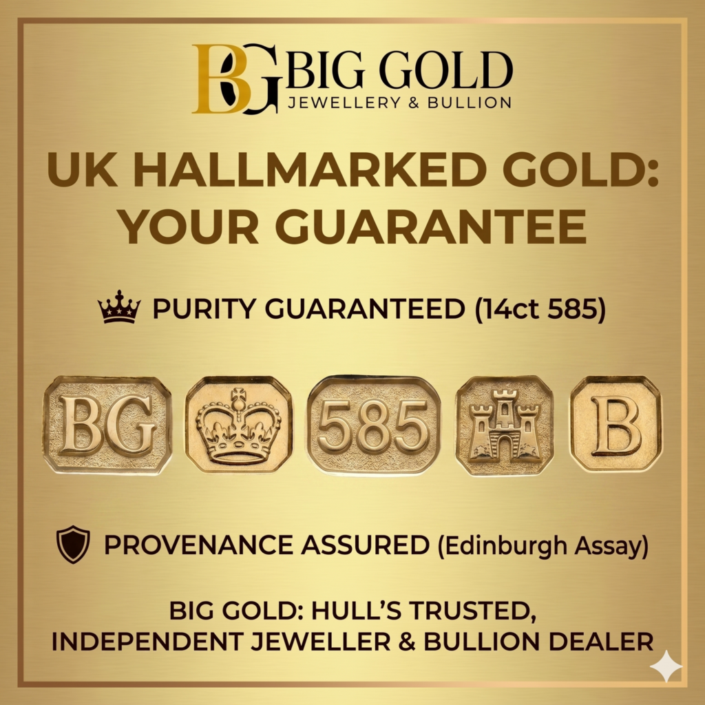 Big gold jewellery UK hallmark