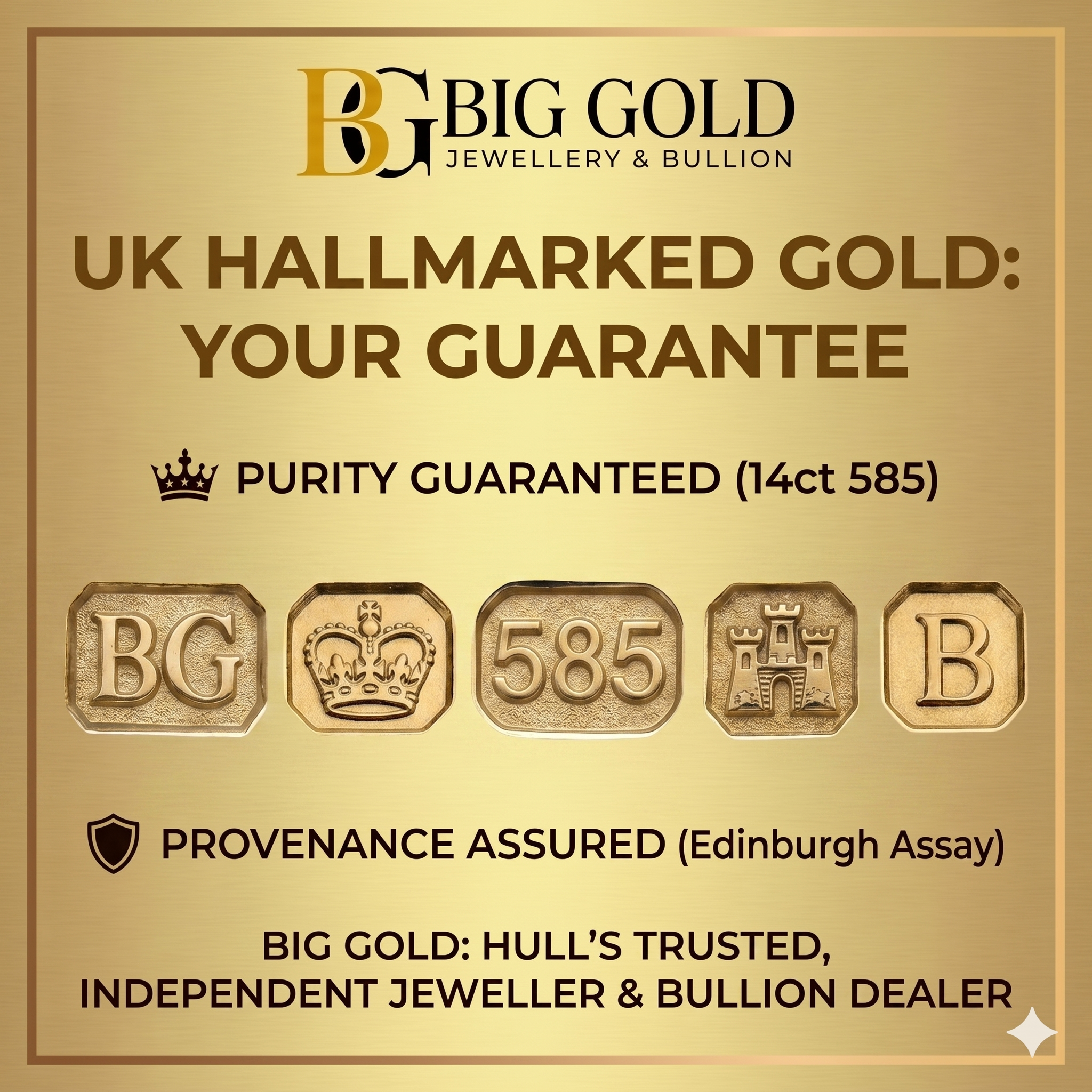 Big gold jewellery UK hallmark