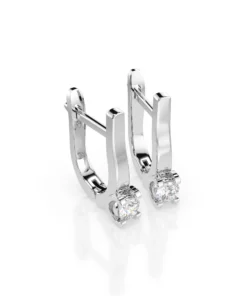 Alternative view of Solitaire English Lock Earring (Round), 0.2 ct — 102-10022(3.0)