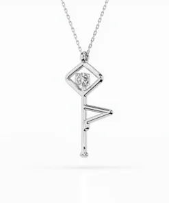 Alternative view of Minimalism Necklace (Round), 0.1 ct — 104-10063