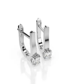 Alternative view of Solitaire English Lock Earring (Round), 0.3 ct — 102-10022(3.4)