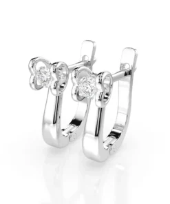 Alternative view of Solitaire English Lock Earring (Round), 0.2 ct — 102-10013(3.0)