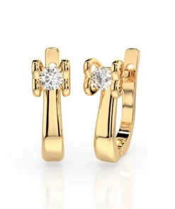 Solitaire English Lock Earring (Round), 0.2 ct — 102-10013(3.0) - Image 6