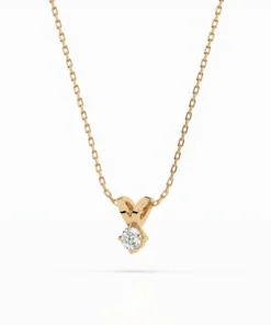 Solitaire Necklace (Round), 0.2 ct — 104-10037(3.7) - Image 5