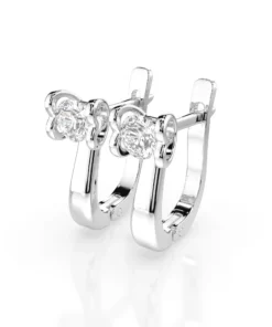 Alternative view of Solitaire English Lock Earring (Round), 0.5 ct — 102-10013(4.0)