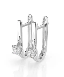 Alternative view of Solitaire English Lock Earring (Round), 0.2 ct — 102-10014(3.0)