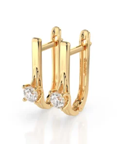 Solitaire English Lock Earring (Round), 0.2 ct — 102-10014(3.0) - Image 5