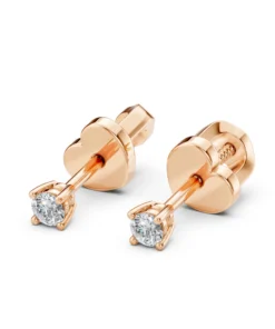 Solitaire Butterfly Earring (Round), 0.12 ct — 102-10012/1(2.5) - Image 9
