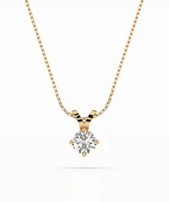 Solitaire Necklace (Round), 0.3 ct — 104-10037(4.2) - Image 4